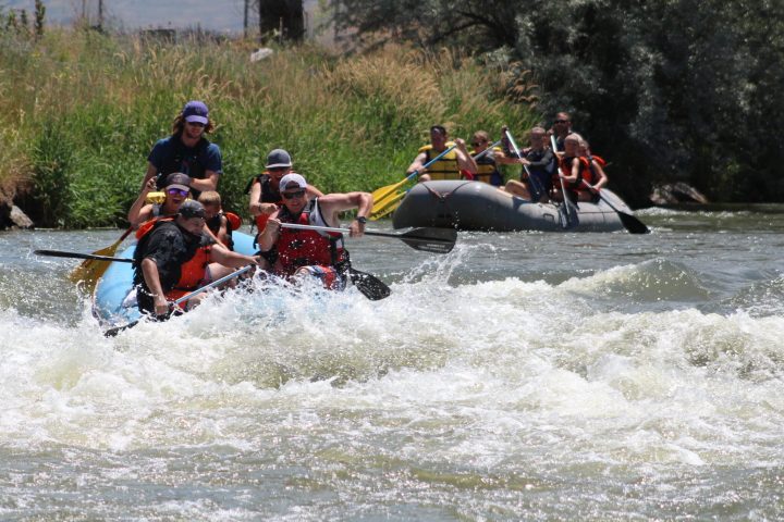 River rafting the class II whitewater of the Weber River in Utah