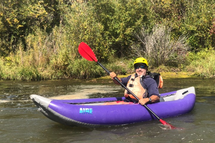 a person kayaking on the Weber River at Devil's Slide