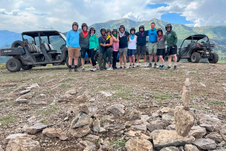 a group of people on a UTV Tour in the mountains