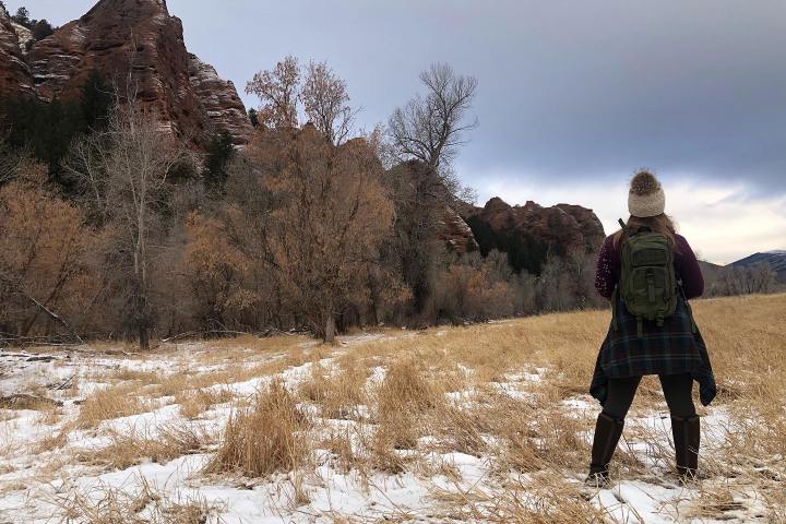 Red rock canyon hiking on private ranch property near Lost Creek in Morgan, Utah
